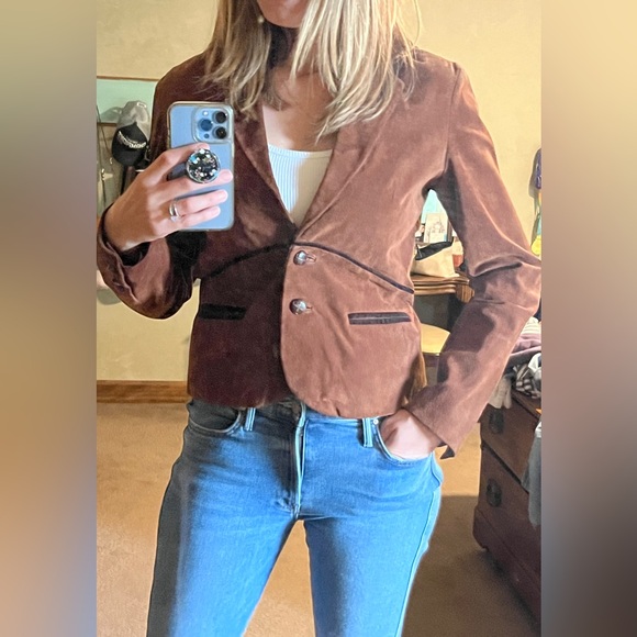 Wilson’s Genuine Leather Brown Leather Jacket/Blazer w/velvet trim-Small-EUC! - Picture 12 of 12
